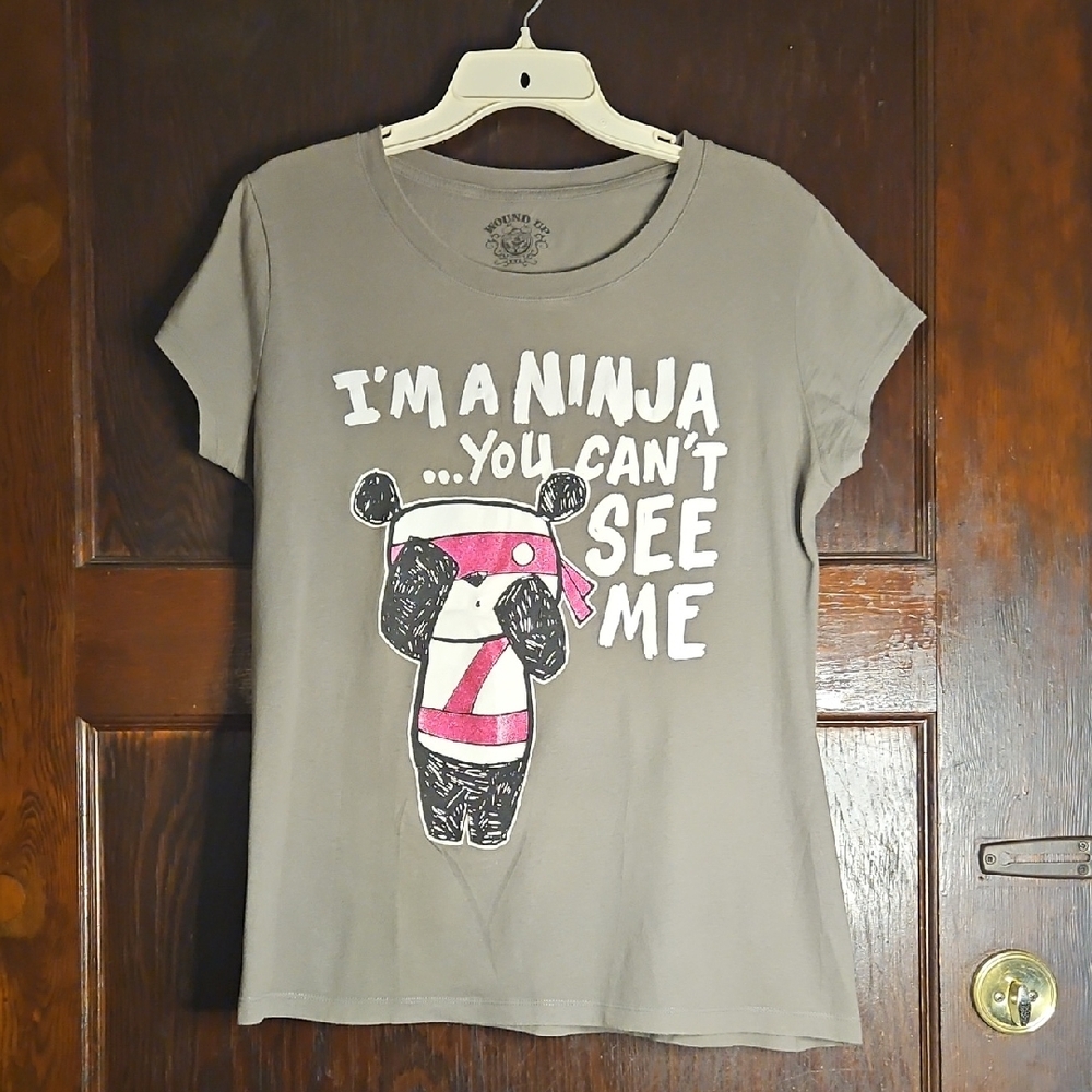 Wound Up Gray Ninja Panda Graphic T-Shirt - Size XXL